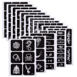 Kesoto Temporary Tattoos Stencils Glitter Tattoo Kit Templates Face Paint Stencils Body Art Stencil Pack for Adults Man Women Kids Teenager 304pcs, 15 Sheets