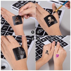 Kesoto Temporary Tattoos Stencils Glitter Tattoo Kit Templates Face Paint Stencils Body Art Stencil Pack for Adults Man Women Kids Teenager 304pcs, 15 Sheets Kesoto Temporary Tattoos Stencils Glitter Tattoo Kit Templates Face Paint Stencils Body Art Stencil Pack for Adults Man Women Kids Teenager 304pcs, 15 Sheets