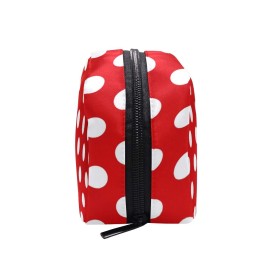 ALAZA Red White Polka Dot Makeup Cosmetic Portable Pouch Bag Organizer Capacity Storage Bag for Women Girls