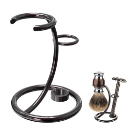Linkidea Shower Shaving Brush Stand, Safety Razor Holder, Compatible with Vikings Blade Chieftain, Emperor Augustus Razor (Brushed Nickel)