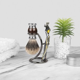 Linkidea Shower Shaving Brush Stand, Safety Razor Holder, Compatible with Vikings Blade Chieftain, Emperor Augustus Razor (Brushed Nickel)