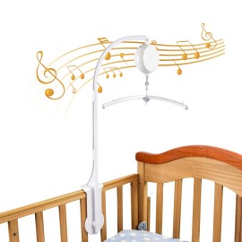 28 inches Crib Mobile arm with Mobile Music Box Spinner,Music onlyRotating onlyMusic & RotatingVolume ControlBassinet Mobile Clip on Crib or Bassinet,28 in Crib Mobile arm