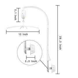 28 inches Crib Mobile arm with Mobile Music Box Spinner,Music onlyRotating onlyMusic & RotatingVolume ControlBassinet Mobile Clip on Crib or Bassinet,28 in Crib Mobile arm