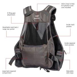 BASSDASH Strap Fishing Vest Adjustable for Men and Women, for Fly Bass Fishing and Outdoor Activities