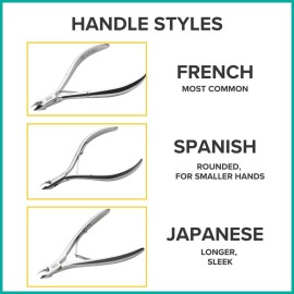 Rui Smiths Ultra-Premium Stainless Steel Cuticle Nippers - Professional Stainless Steel Cuticle Cutters - Spanish Handle, Rounded Box Joint, Matte Chrome Plated - 4mm Jaw, Single Spring Rui Smiths Ultra-Premium Stainless Steel Cuticle Nippers - Professional Stainless Steel Cuticle Cutters - Spanish Handle, Rounded Box Joint, Matte Chrome Plated - 4mm Jaw, Single Spring