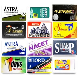 Razor Blades Club Astra-Derby-Shark-Starmaxx-Sharp-Lord 60 Quality Double Edge Razor Blades Sampler (12 different brands) Razor Blades Club Astra-Derby-Shark-Starmaxx-Sharp-Lord 60 Quality Double Edge Razor Blades Sampler (12 different brands)