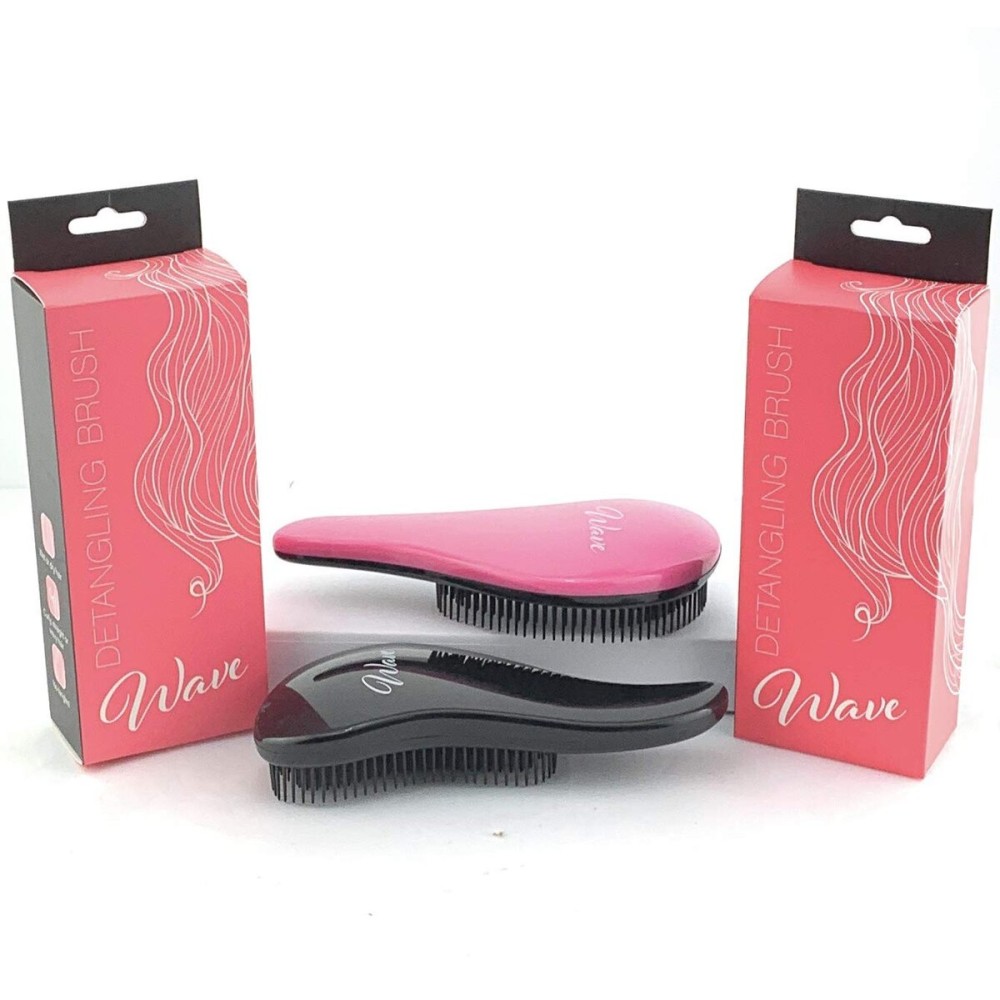 G.B.S Wave Detangling Brush- For Curly, Thick, Natural, Straight, Fine, Wet or Dry Hair No Pain Detangle Hair Comb for Women, Men or Kids No Pain Tangle Free Hair Brush Pack of 2 (1 Black, 1 Pink)