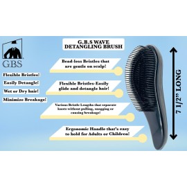 G.B.S Wave Detangling Brush- For Curly, Thick, Natural, Straight, Fine, Wet or Dry Hair No Pain Detangle Hair Comb for Women, Men or Kids No Pain Tangle Free Hair Brush Pack of 2 (1 Black, 1 Pink)