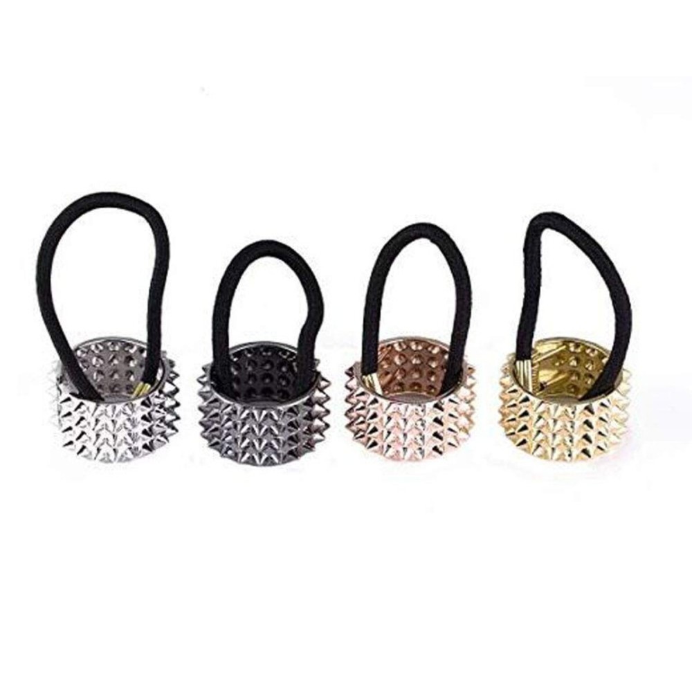 4 PCS Women Opened Circle Hair Elastic Bands Fashion Metal Hair Ties Ponytail Hair Holder Elastic Hair Band Hair Cuff Hair Rope Hair Clips Accessories (D)