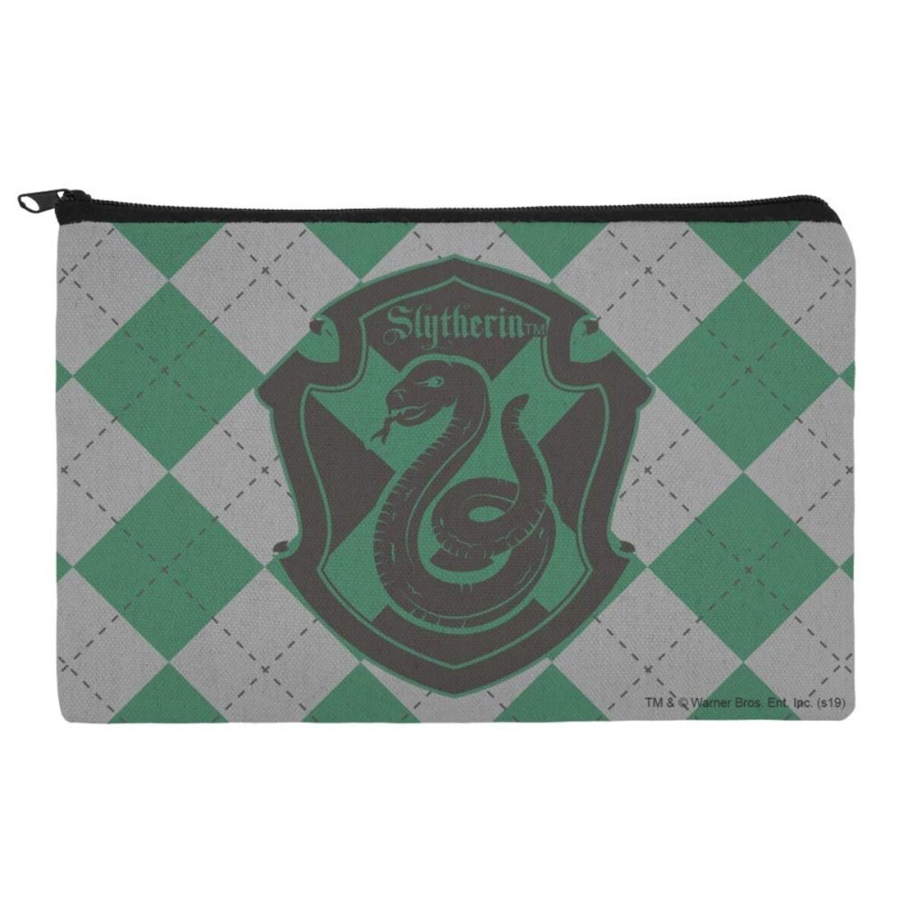Harry Potter Slytherin Plaid Sigil Makeup Cosmetic Bag Organizer Pouch
