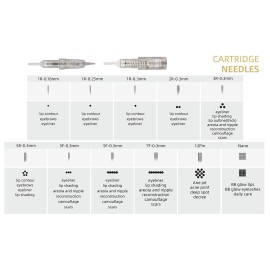 Guapa 9mm Cartridge Needle 20pcs 1R-0.18mm Nano needles Permanent Makeup Cartridge Needles 1R,2R,3RL,5RL,3F,5F,7F Eyebrow Shading Needles for Permanent Makeup Machine Pen (1R-0.18mm)