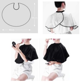 Women Makeup Apron Hair Salon Cape Barber Bib Hair Cutting Apron or Makeup Artist Special Makeup Comb-out Cape(Black)