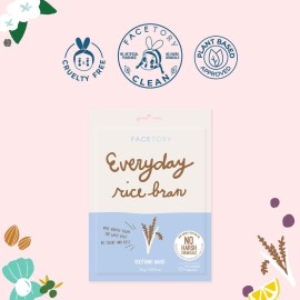 FACETORY K Beauty Face Mask Skin Care - Everyday RICE BRAN Soothing Sheet Mask | Plant-Based Rice Face Mask (10 Pack)