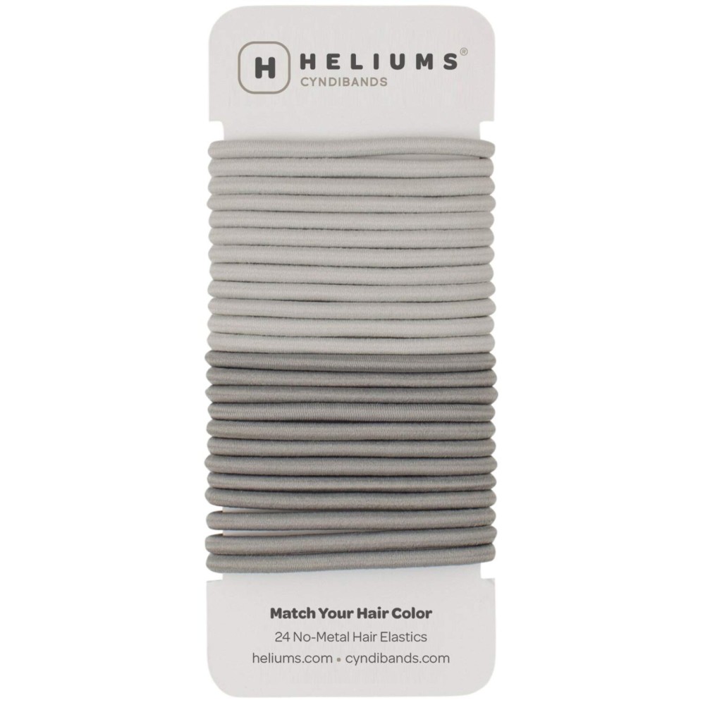 Cyndibands Hair Ties for Gray - 4mm Elastic Ponytail Holders - Match Your Hair Color Bands - 24 Count (Light Silver/Gray)