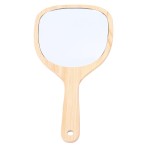Lurrose Wooden Handheld Mirror with Handle Wood Frame Portable Makeup Wall Mounted with Hook Hole Bathroom Mirror for Makeup Home Salon Travel Use