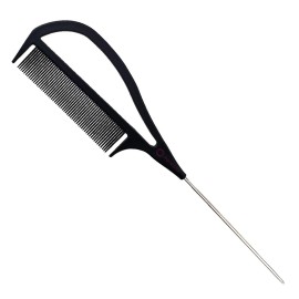 Pink Pewter Authentic Never Let Go Carbon Fibre Professional Styling Comb, Balayage and Highlighting Long Tail Metal Pick Teaser Comb (2)