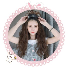 6x6 Hair Forehead Replacement Piece Clip in Loose Wavy Supplement Topper With Wispy Fringe for Thinning Hair Dark Brown