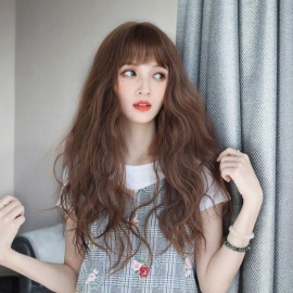 6x6 Hair Forehead Replacement Piece Clip in Loose Wavy Supplement Topper With Wispy Fringe for Thinning Hair Dark Brown