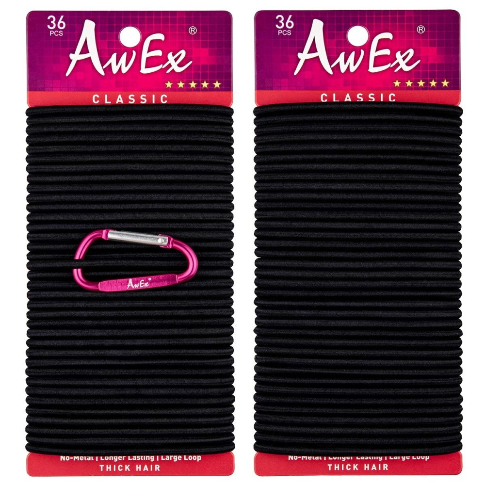 AwEx Hair Ties for Thick Hair, 4 mm (0.16 Inch) Thick, 170 mm (6.7 Inches) Long, No Metal Elastics, Big Hair Bands, 72 Count