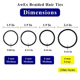 AwEx Hair Ties for Thick Hair, 4 mm (0.16 Inch) Thick, 170 mm (6.7 Inches) Long, No Metal Elastics, Big Hair Bands, 72 Count