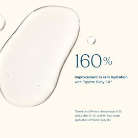 Pipette Baby Oil - Nurture, Moisturize Baby Skin, Vitamin E, Sensitive, Dry Skin, Fragrance Free with Renewable Plant-Derived Squalane, 4.5 fl oz