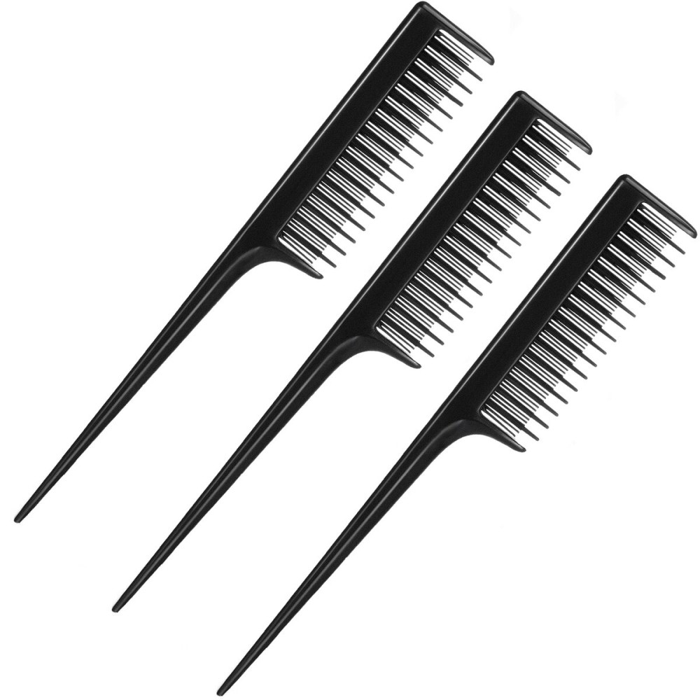 Leinuosen 3 Pcs Triple Teasing Comb Rat Tail Tool Tease Layers Pintail Comb for Women Back Root Teaser Adding Volume Structure Styling(Black) Leinuosen 3 Pcs Triple Teasing Comb Rat Tail Tool Tease Layers Pintail Comb for Women Back Root Teaser Adding Volume Structure Styling(Black)
