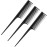 Leinuosen 3 Pcs Triple Teasing Comb Rat Tail Tool Tease Layers Pintail Comb for Women Back Root Teaser Adding Volume Structure Styling(Black)