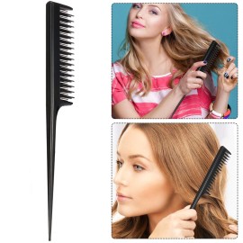 Leinuosen 3 Pcs Triple Teasing Comb Rat Tail Tool Tease Layers Pintail Comb for Women Back Root Teaser Adding Volume Structure Styling(Black) Leinuosen 3 Pcs Triple Teasing Comb Rat Tail Tool Tease Layers Pintail Comb for Women Back Root Teaser Adding Volume Structure Styling(Black)