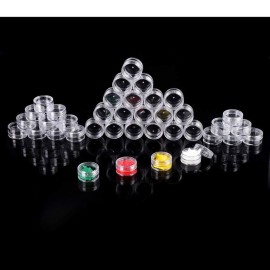 120 PCs 5 Gram Empty Plastic Cosmetic Samples Container for Make Up, Eye Shadow, Nails, Powder, Gems, Beads, Jewelry, Cream Small Clear Pot Jars with Lid