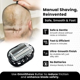 Premium Omnishaver Bi-Directional Shavers for Men & Women | 3x Faster Than Disposable Razors | Smooth, and Safe | Self-Cleaning, Self-Sharpening Razor Blades for Shaving Head, Legs, Arms, Body (Black)