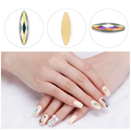 1848 Pcs Glass Nail Rhinestones Set(120+1728 pcs), Mix Colors Drop Shape 3x10mm Gems Stones For Nails Art Decorations