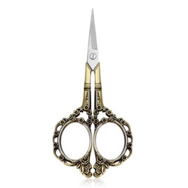 Professional Manicure Scissors, EBANKU Vintage Stainless Steel Cuticle Precision Beauty Grooming for Nail, Facial Hair, Eyebrow, Eyelash, Nose Hair (Bronze)