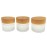 ericotry 3PCS 20g/20ml Empty Refillable Translucent Glass Makeup Cosmetic Face Cream Lip Balm Storage Container Jar Pot Bottle with liners and Wood Grain Lid for Scrubs Oils Salves Creams Lotions