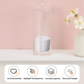 Alucy Cotton Pad Organizer, Storage Case, Makeup Storage Container, Transparent with Pink Interior