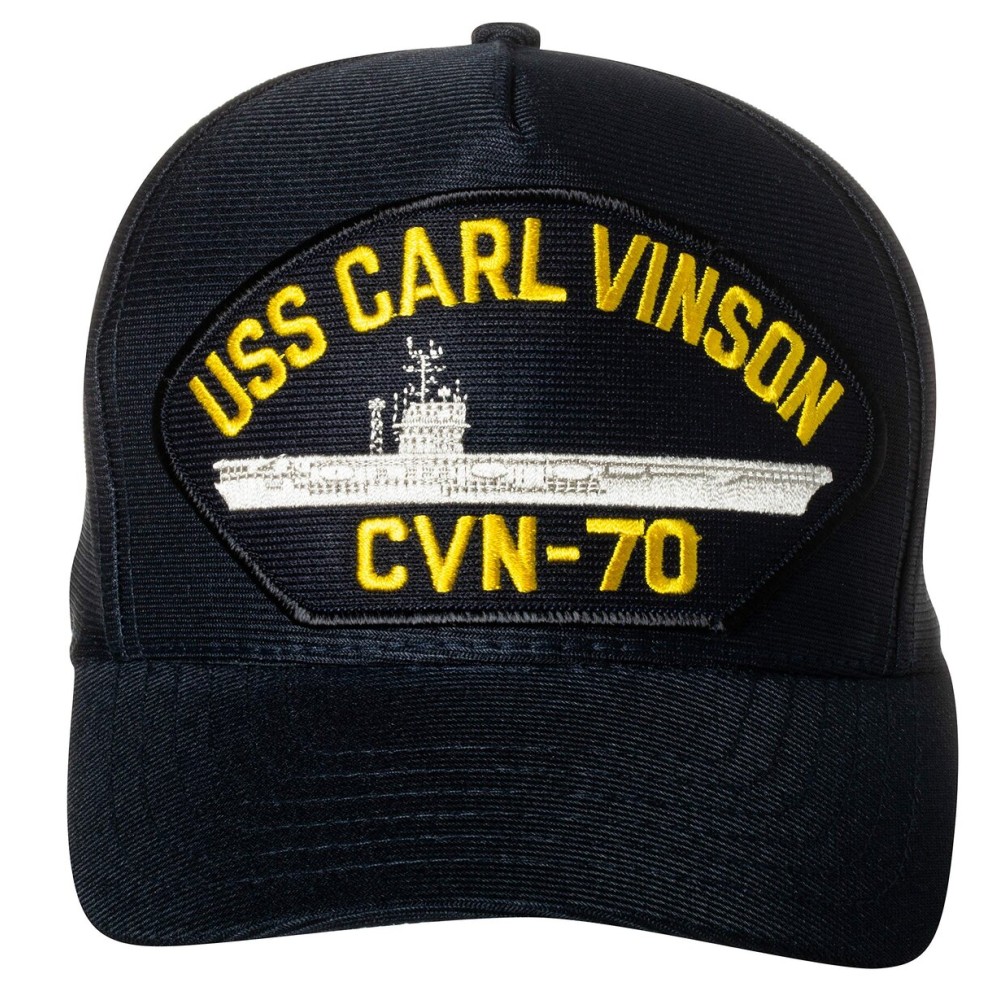 Artisan Owl United States Navy USS Carl Vinson CVN-70 Supercarrier Ship Emblem Patch Hat - Adjustable Baseball Cap (Navy Blue)