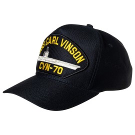 Artisan Owl United States Navy USS Carl Vinson CVN-70 Supercarrier Ship Emblem Patch Hat - Adjustable Baseball Cap (Navy Blue)