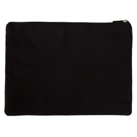 Solid Canvas Cosmetic Bag Make Up Clutch Bag (10.5W x 7.5H, Solid Canvas Black)