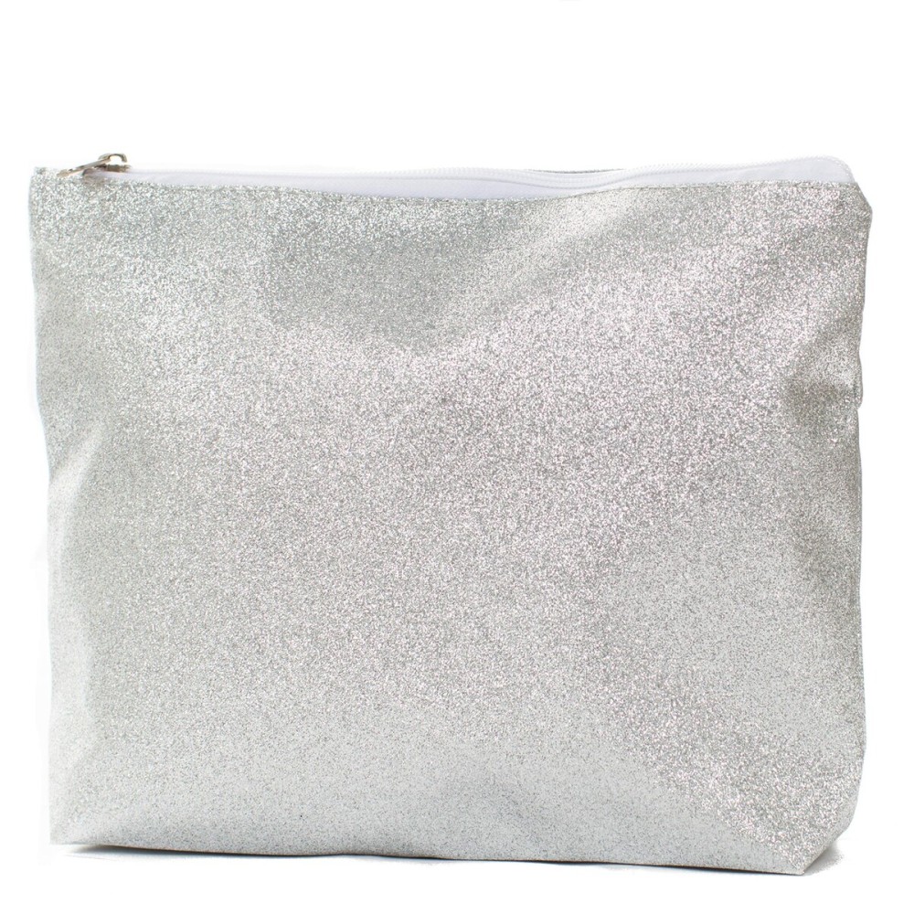 Glitter Cosmetic Bag Make Up Clutch Bag Toiletry Pouch (10.5W x 7.5H, Glitter Silver) Glitter Cosmetic Bag Make Up Clutch Bag Toiletry Pouch (10.5W x 7.5H, Glitter Silver)