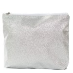Glitter Cosmetic Bag Make Up Clutch Bag Toiletry Pouch (10.5W x 7.5H, Glitter Silver)