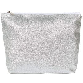 Glitter Cosmetic Bag Make Up Clutch Bag Toiletry Pouch (10.5W x 7.5H, Glitter Silver) Glitter Cosmetic Bag Make Up Clutch Bag Toiletry Pouch (10.5W x 7.5H, Glitter Silver)