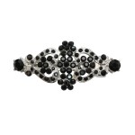 Faship Black Rhinestone Crystal Floral Double Hearts Hair Barrette Clip