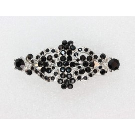 Faship Black Rhinestone Crystal Floral Double Hearts Hair Barrette Clip Faship Black Rhinestone Crystal Floral Double Hearts Hair Barrette Clip