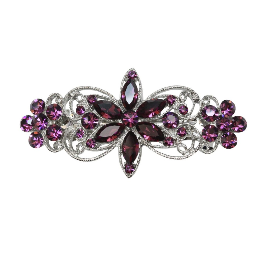 Faship Gorgeous Purple Rhinestone Crystal Flora Hair Barrette Clip Faship Gorgeous Purple Rhinestone Crystal Flora Hair Barrette Clip