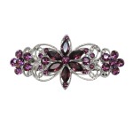 Faship Gorgeous Purple Rhinestone Crystal Flora Hair Barrette Clip