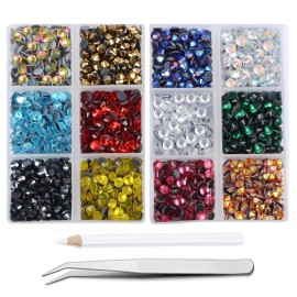 4200Pcs Hotfix Rhinestones Round Shape Flatback Crystal Glass Flatback Nail Art (12 Mixed Colors, 3mm SS10) 4200Pcs Hotfix Rhinestones Round Shape Flatback Crystal Glass Flatback Nail Art (12 Mixed Colors, 3mm SS10)