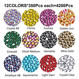 4200Pcs Hotfix Rhinestones Round Shape Flatback Crystal Glass Flatback Nail Art (12 Mixed Colors, 3mm SS10) 4200Pcs Hotfix Rhinestones Round Shape Flatback Crystal Glass Flatback Nail Art (12 Mixed Colors, 3mm SS10)