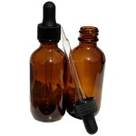 Dropper Stop 2oz Amber Glass Dropper Bottles (60mL) with Tapered Glass Droppers - Pack of 2