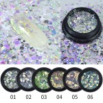 Minejin Nail Art Glitter Sequins Iridescent Chunky Flakes Face Hair Body Makeup Tips 6Colors