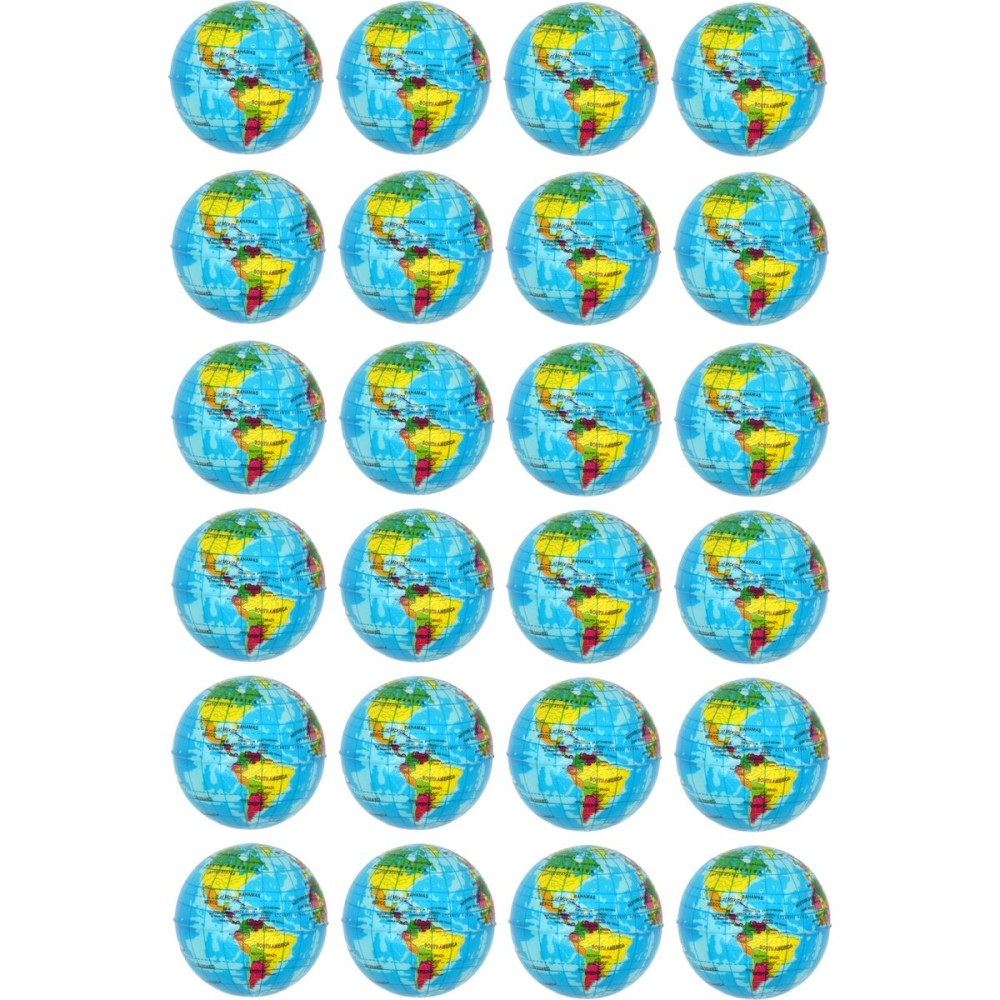 PowerTRC 24 Pack Mini Soft Foam Earth Squeeze Balls Planet Theme | Stress Relief Bulk Party, Birthday, Classroom Favors, Rewards Toy Set for Kids (2.5)