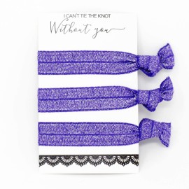 Bachelorette Hair Ties Set No Crease Ribbon Elastics Ouchless Ponytail Holders Hair Bands for Bachelorette Parties Bridal Showers (6 Pack, Glitter Purple)